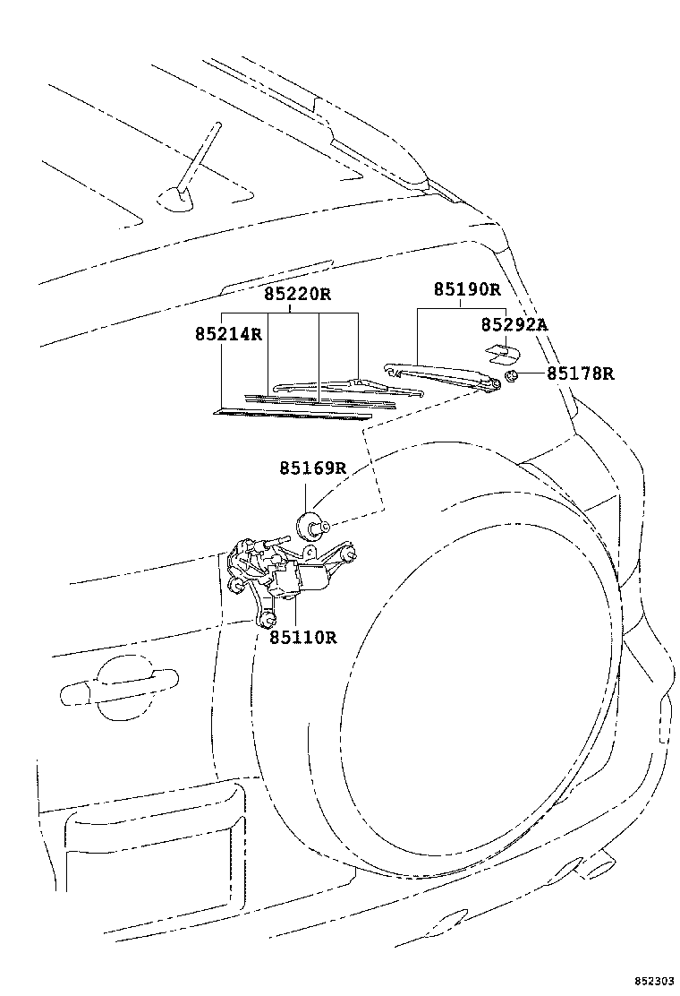 85241-0R020 ARM ASSY, REAR WIPER product image