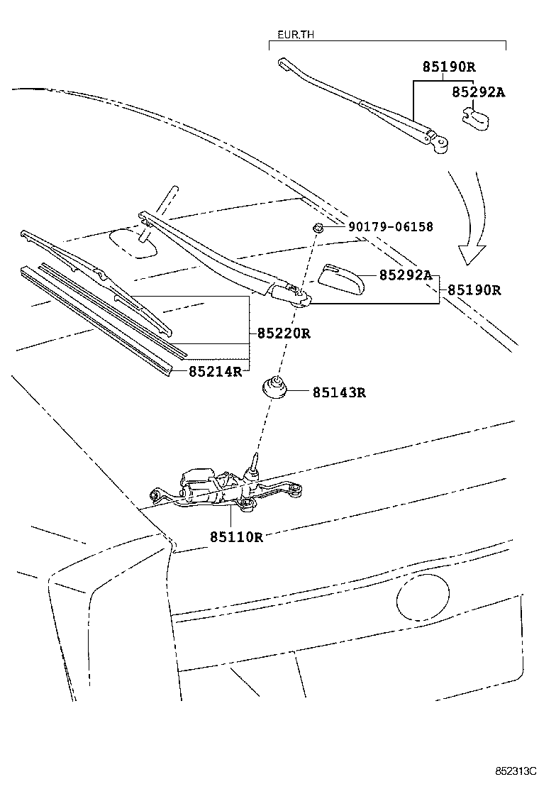 85241-28120 ARM ASSY, REAR WIPER product image