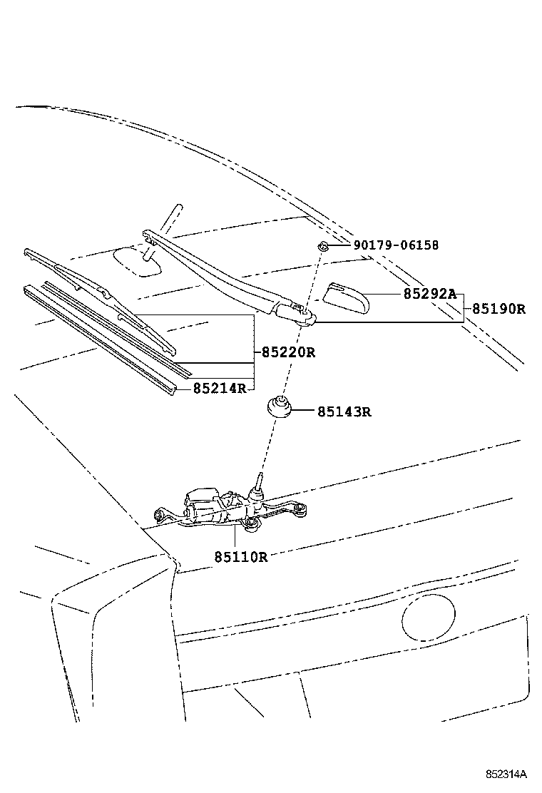 Toyota 85214-10100 RUBBER, REAR WIPER