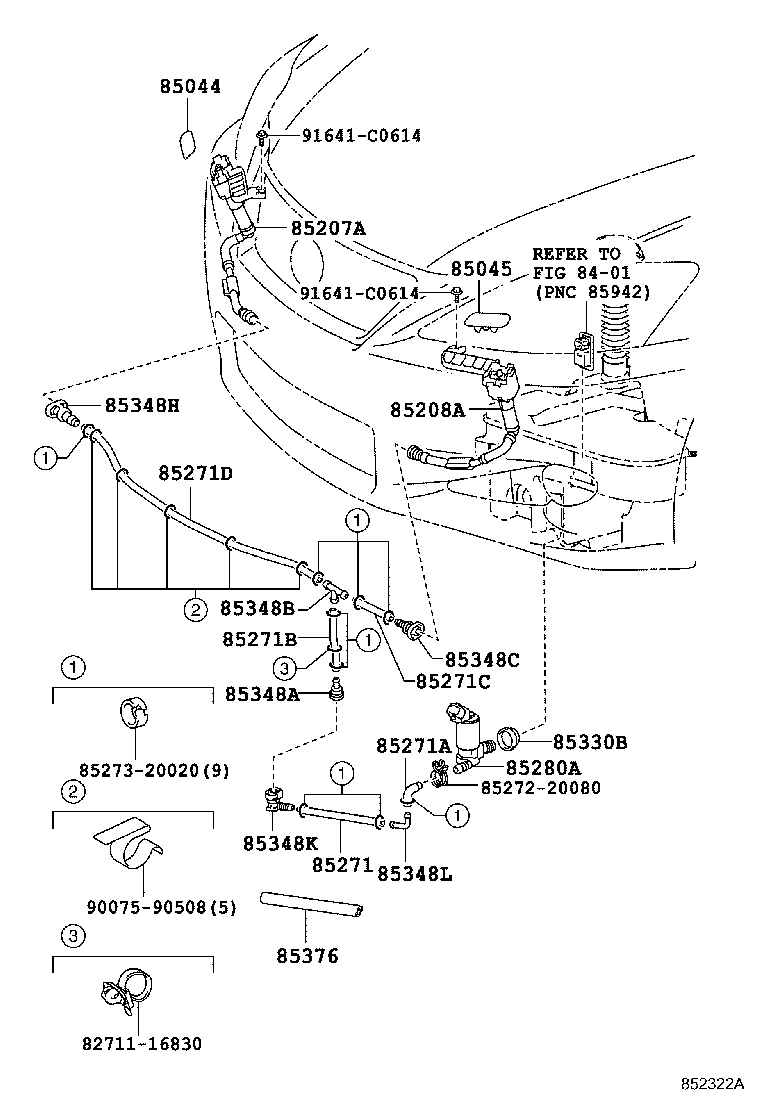 Toyota 85375-50020 HOSE, HEADLAMP CLEANER, NO.3