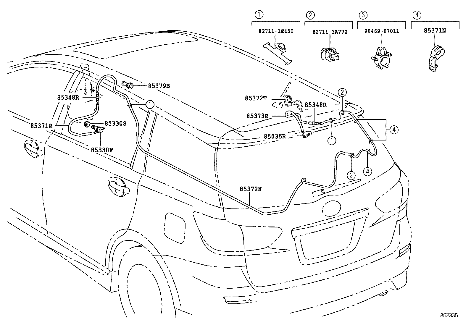 90099-62070 HOSE, REAR WASHER (FROM JOINT TO NOZZLE) product image