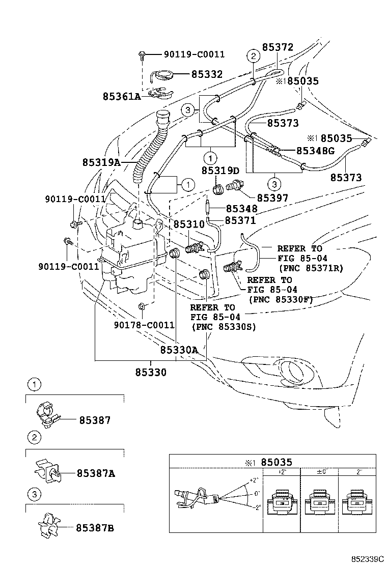 90068-33113 HOSE, WINDSHIELD WASHER (FROM JOINT TO NOZZLE) product image