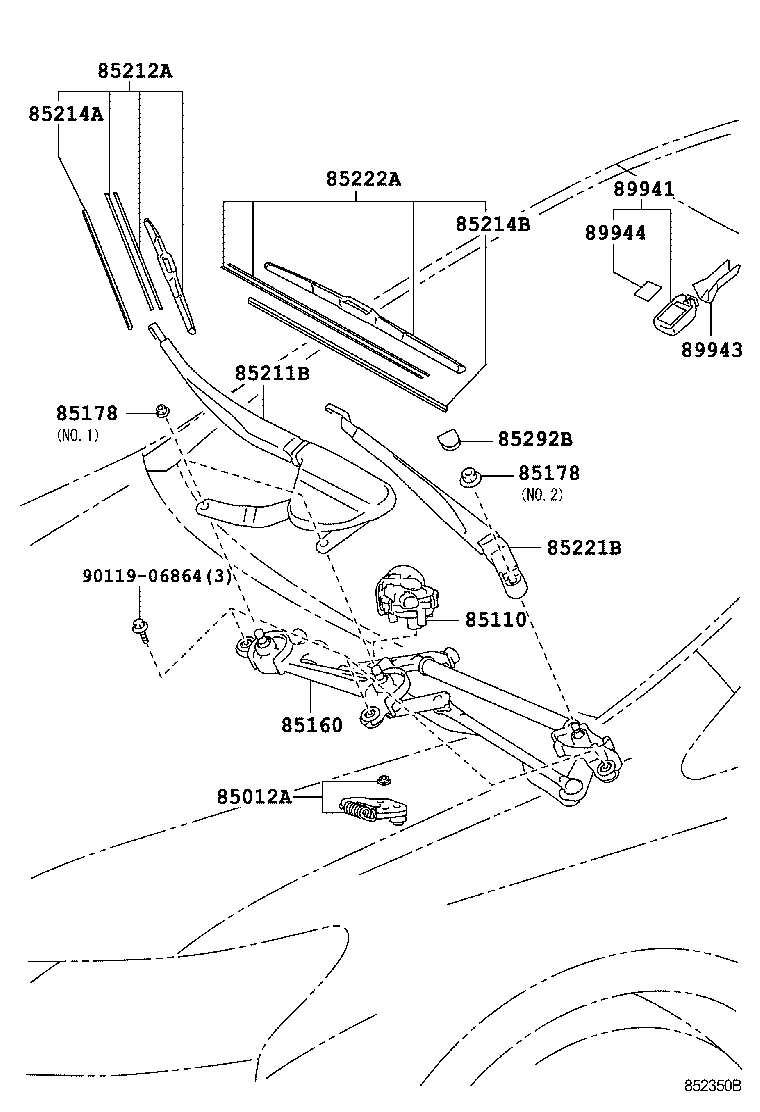 Toyota 85221-75020 ARM, FRONT WIPER, LH