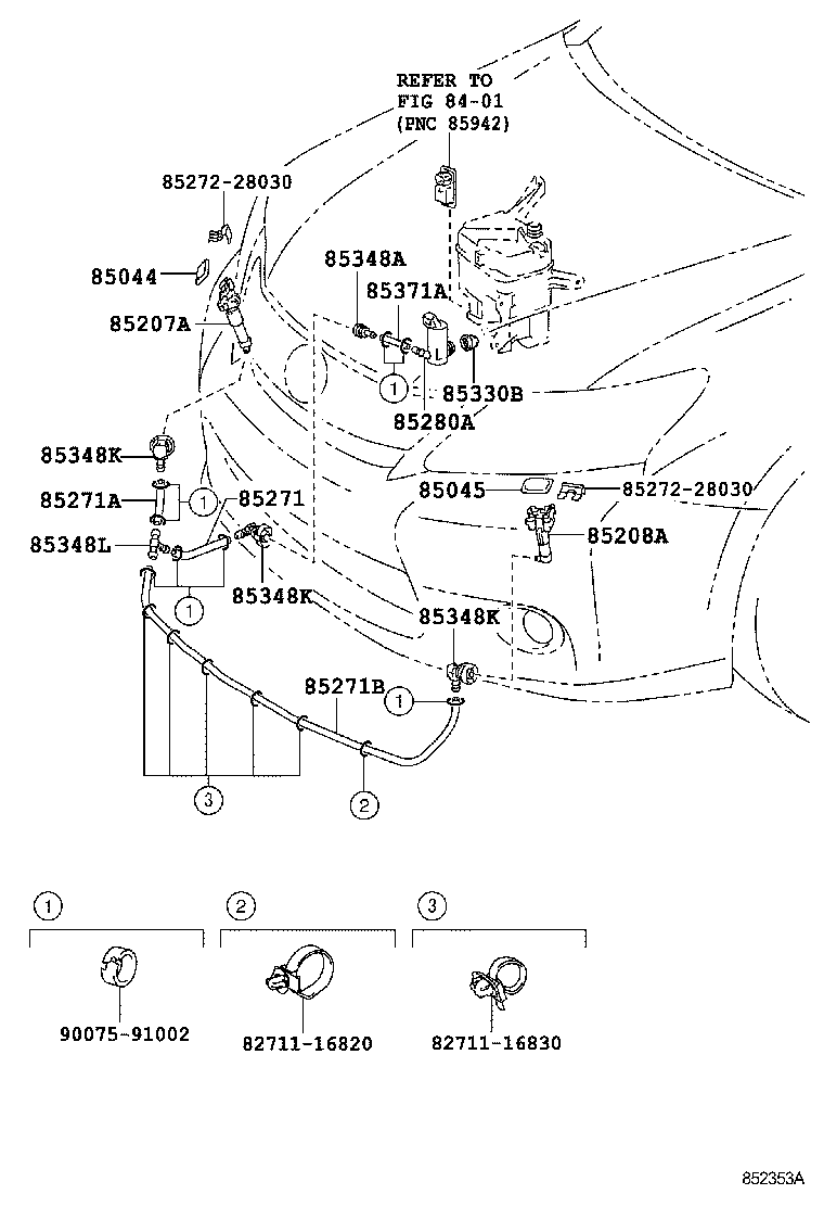 Toyota 90075-15065 HOSE, HEADLAMP CLEANER, NO.3