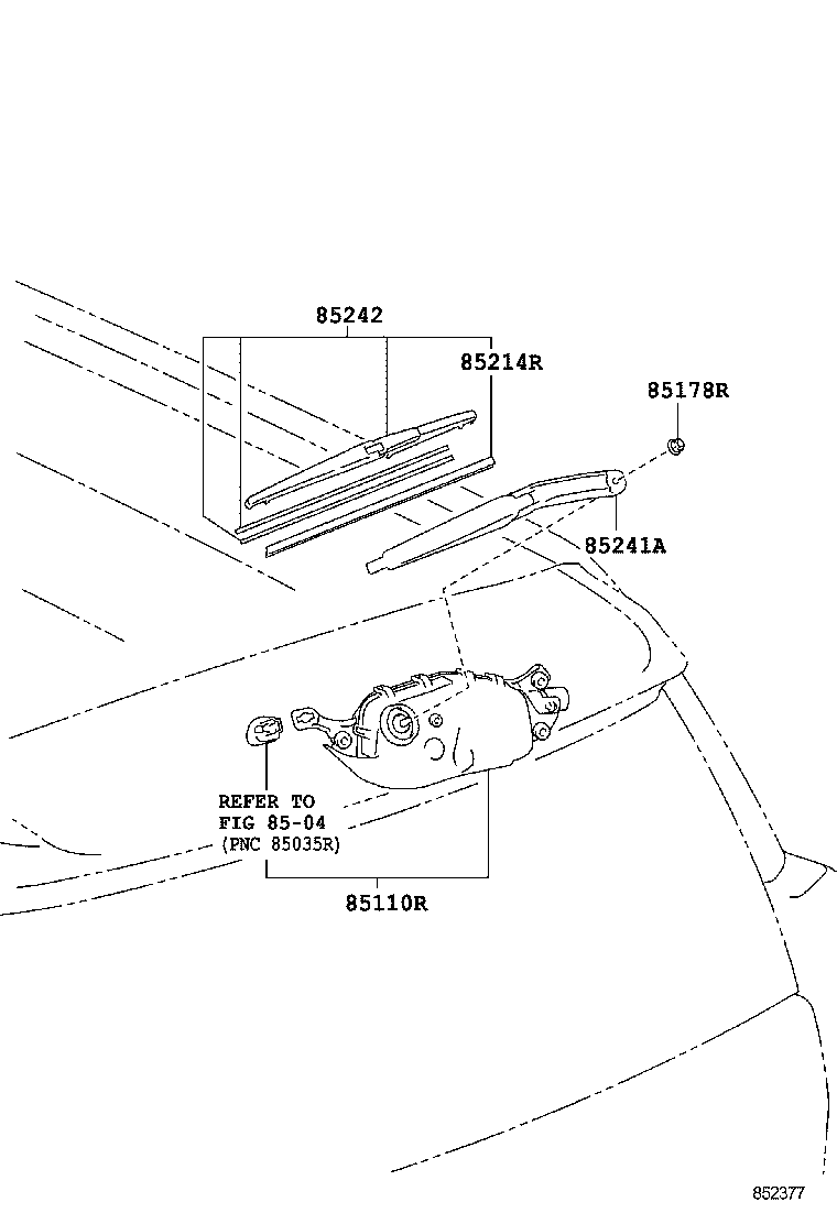 85241-60150 ARM, REAR WIPER product image