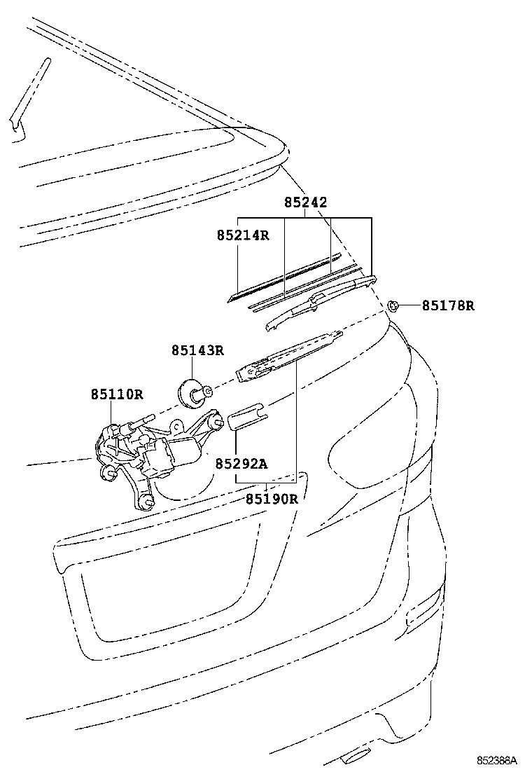 85130-68020 MOTOR ASSY, REAR WIPER product image