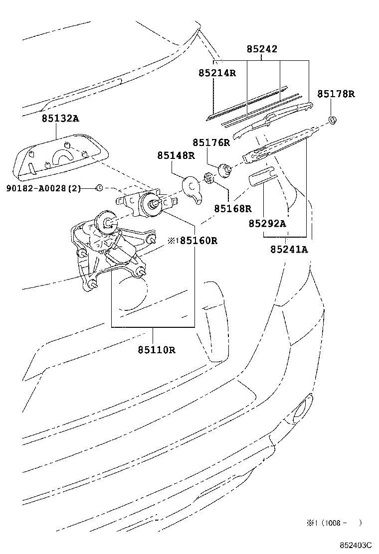 Toyota 85242-0E070 BLADE, RR WIPER