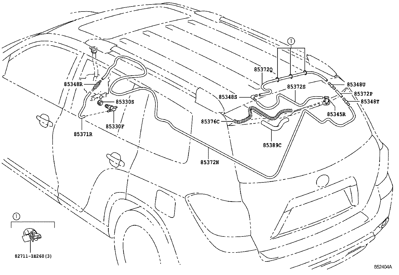 Toyota 90068-59095 HOSE, REAR WASHER (FROM JOINT TO JOINT), NO.1