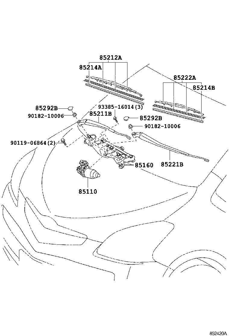 85221-52260 ARM, FRONT WIPER, LH product image
