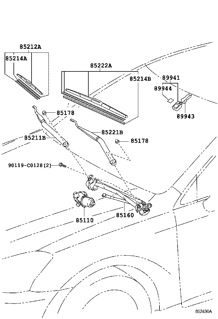 85211-0N010 ARM, FRONT WIPER, RH product image