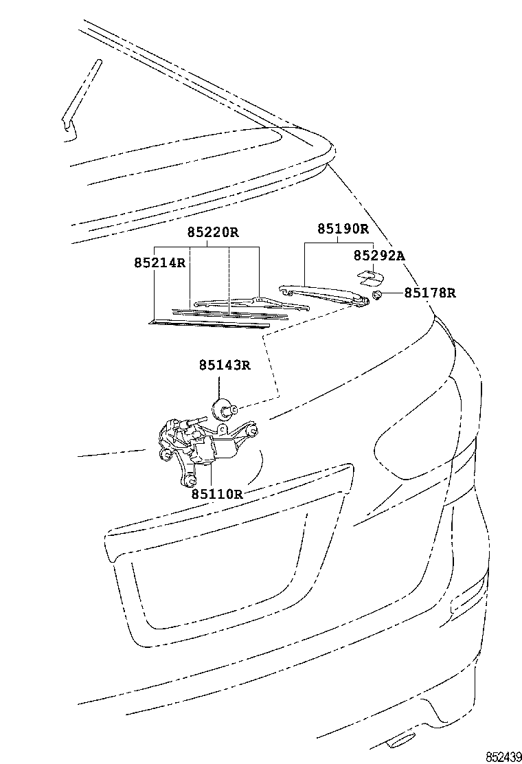 85130-68030 MOTOR ASSY, REAR WIPER product image