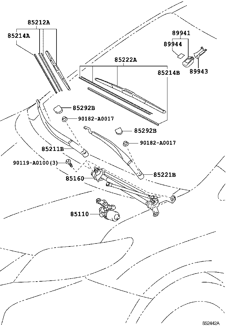 Toyota 85110-08030 MOTOR ASSY, WINDSHIELD WIPER
