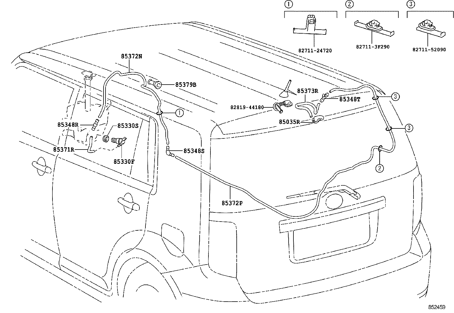 85391-12090 NOZZLE SUB-ASSY, REAR WASHER product image