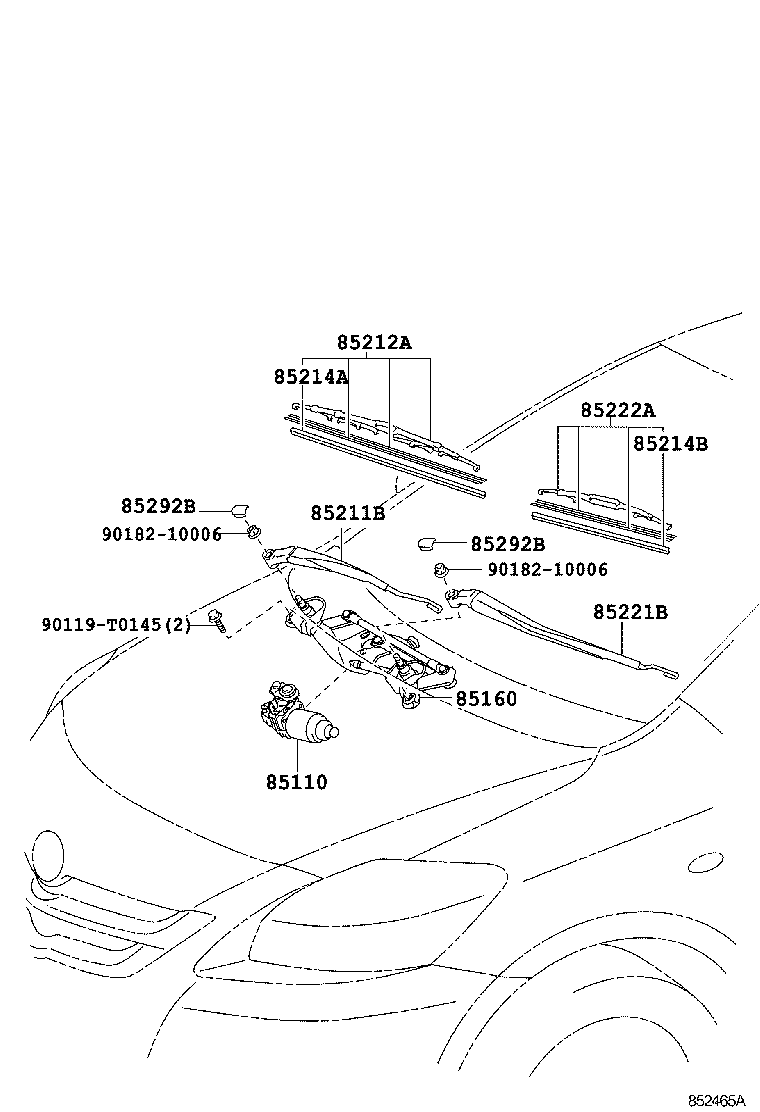 85211-0D101 ARM, FRONT WIPER, RH product image