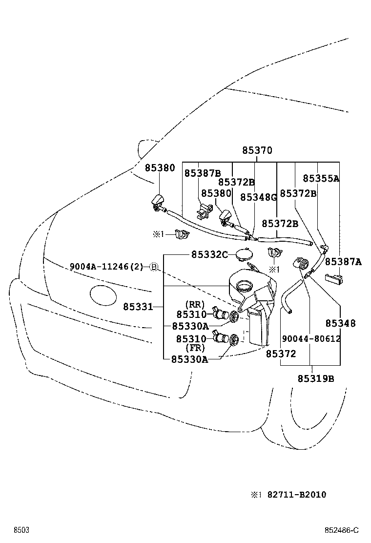 85279-BZ010 JOINT, WINDSHIELD WASHER ELBOW product image