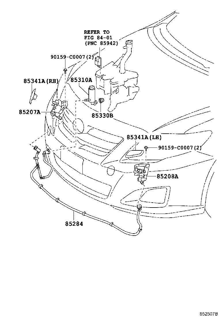 85207-02080 ACTUATOR SUB-ASSY, HEADLAMP WASHER, RH product image