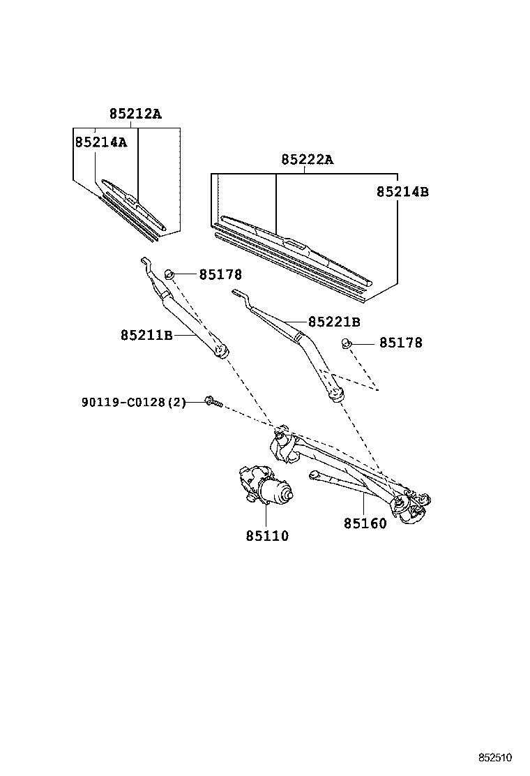 85222-0P030 BLADE, FR WIPER, LH product image