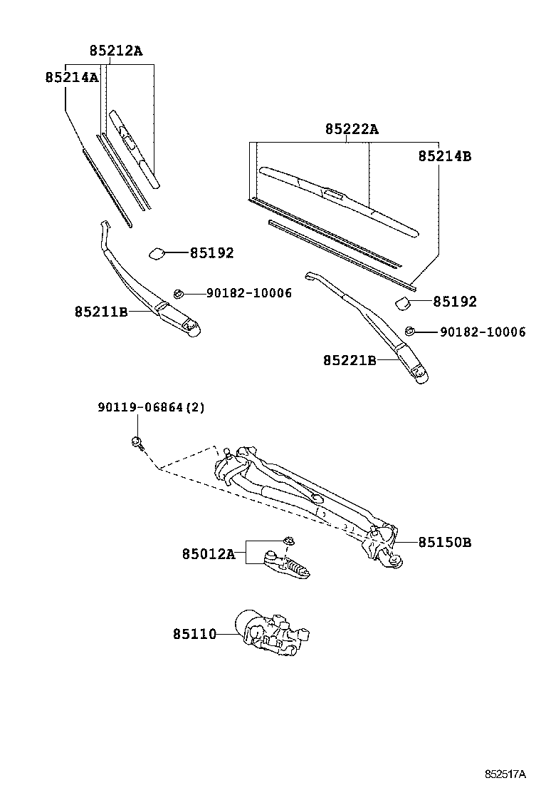 Toyota 85110-47200 MOTOR ASSY, WINDSHIELD WIPER