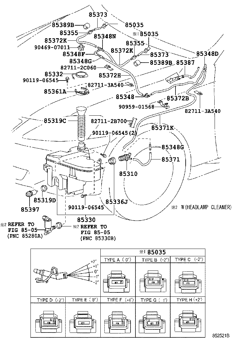 Toyota 85337-30380 BRACKET, WINDSHIELD WASHER, NO.1