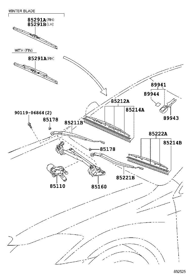 85291-22080 BLADE, FRONT WIPER, WINTER, LH product image