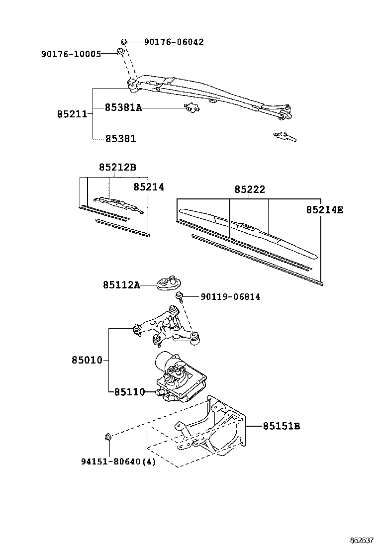 85110-77020 MOTOR ASSY, WINDSHIELD WIPER product image