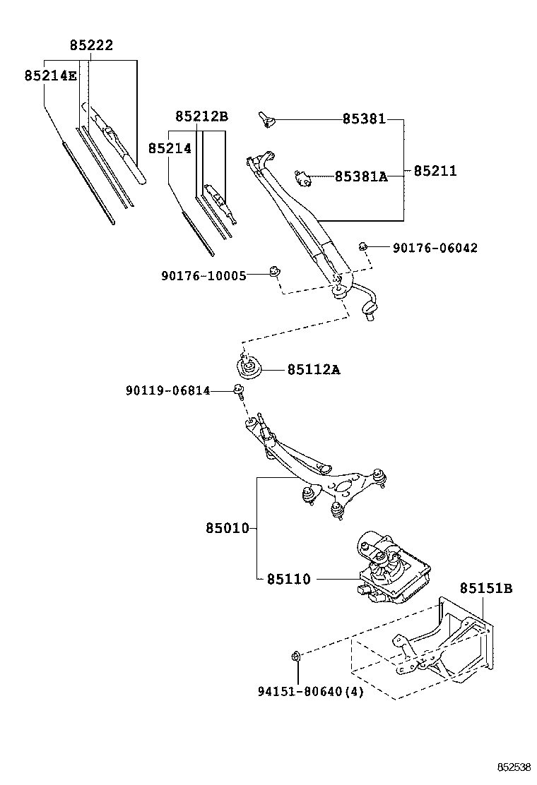 85110-77020 MOTOR ASSY, WINDSHIELD WIPER product image