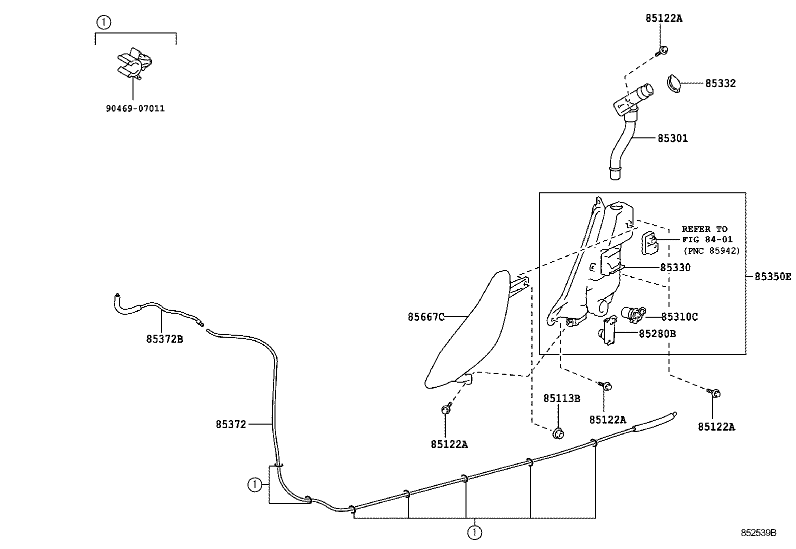 85370-77030 HOSE, WINDSHIELD WASHER (FROM JOINT TO JOINT), NO.2 product image
