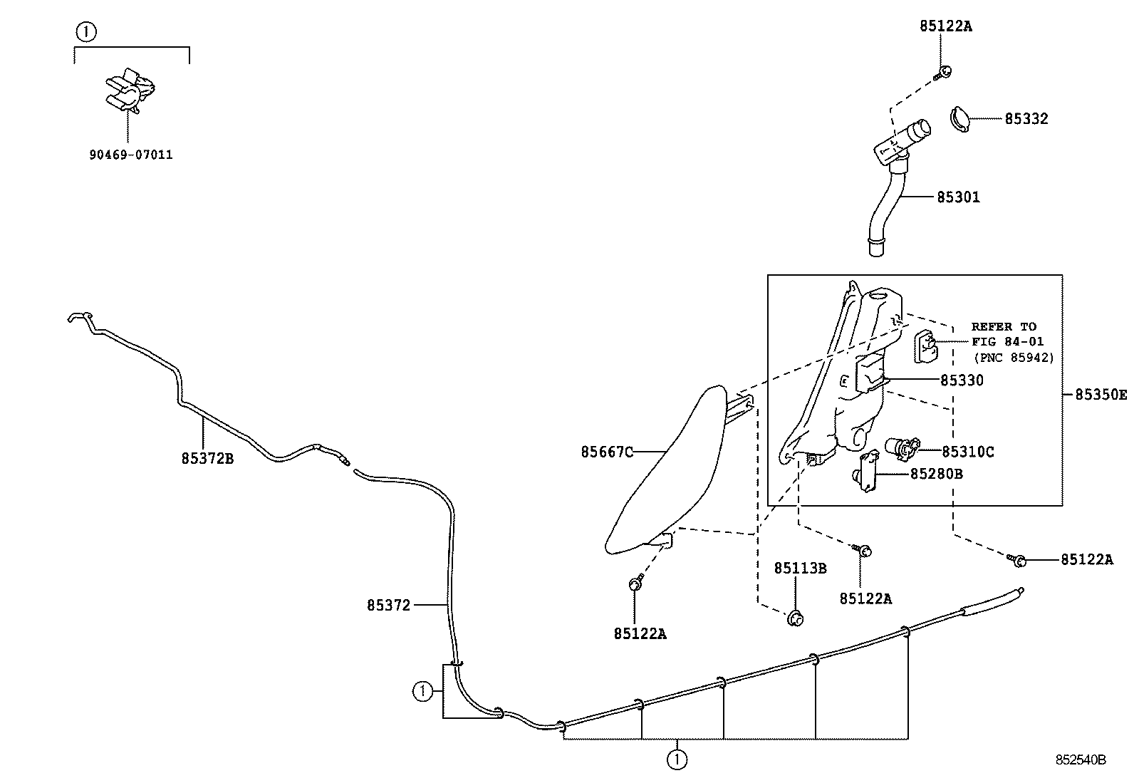 85370-77030 HOSE, WINDSHIELD WASHER (FROM JOINT TO JOINT), NO.2 product image