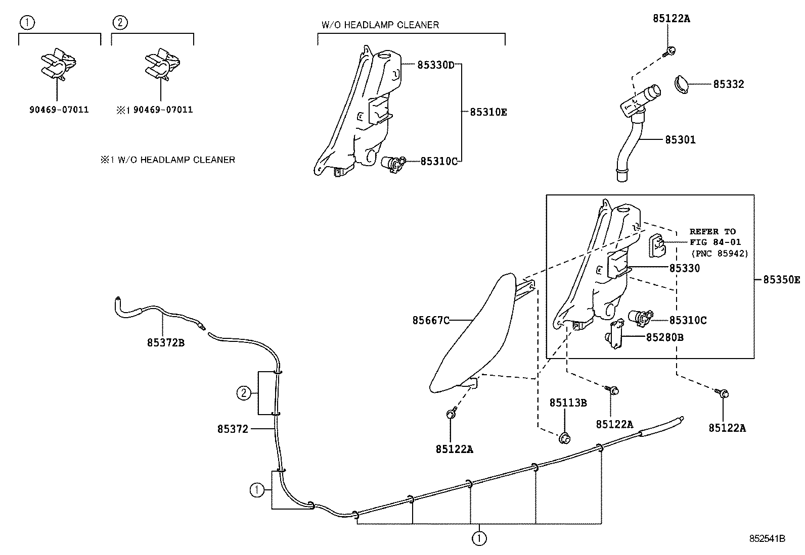 Toyota 85370-77010 HOSE, WINDSHIELD WASHER (FROM JOINT TO JOINT), NO.1