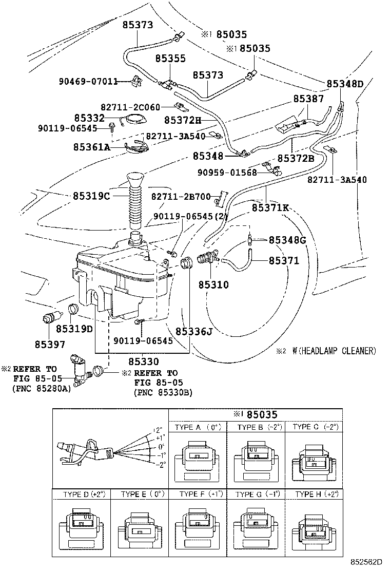 85381-30130 NOZZLE SUB-ASSY, WASHER product image