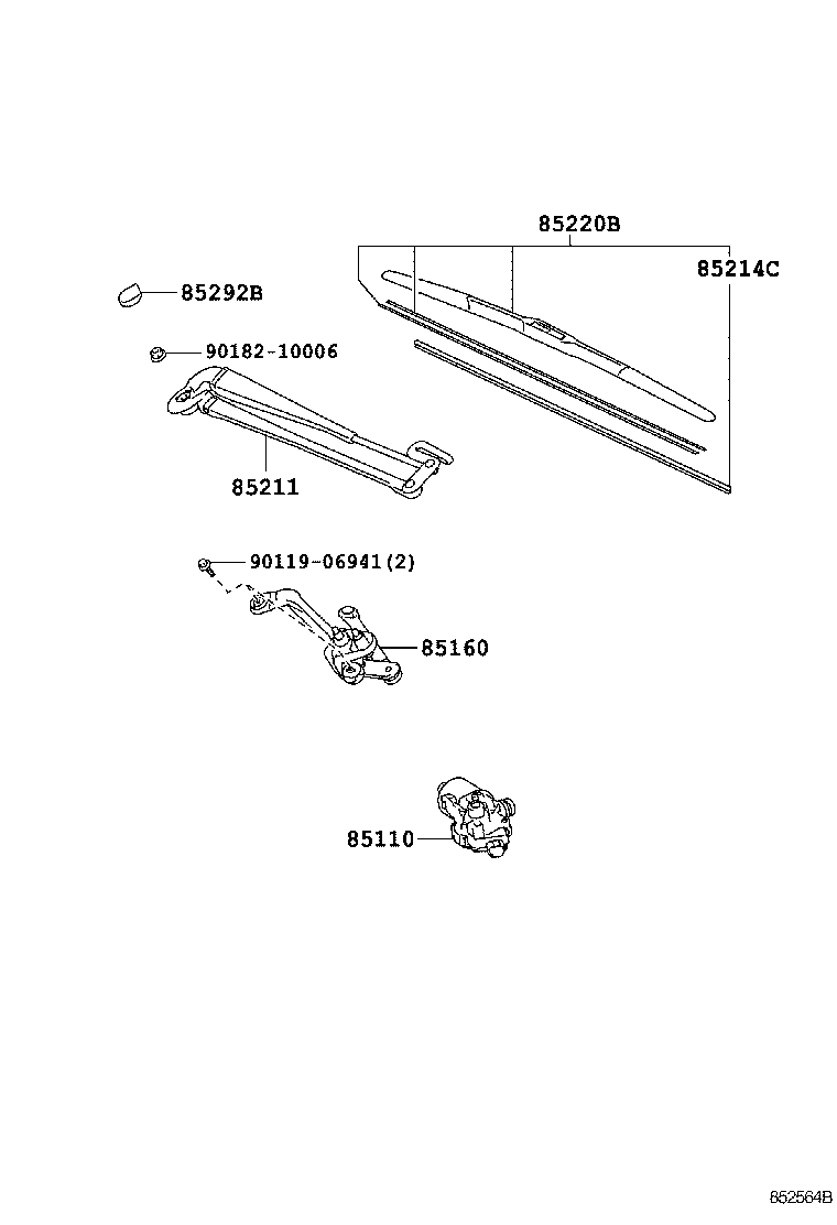 85211-52480 ARM, FRONT WIPER product image
