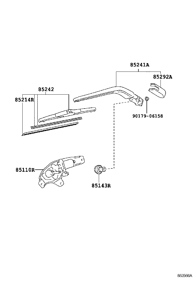 85130-52200 MOTOR ASSY, REAR WIPER product image