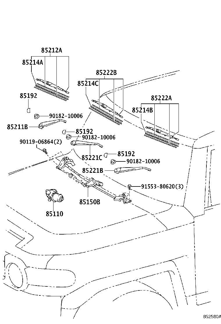 85211-35170 ARM, FRONT WIPER, RH product image