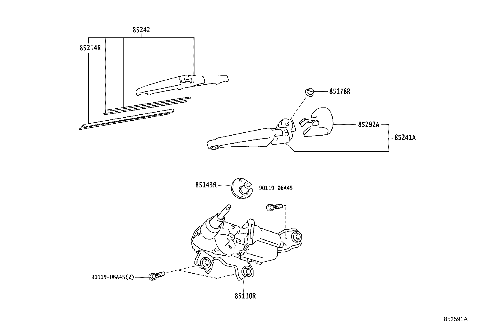 Toyota 85292-52040 CAP, REAR WIPER ARM HEAD