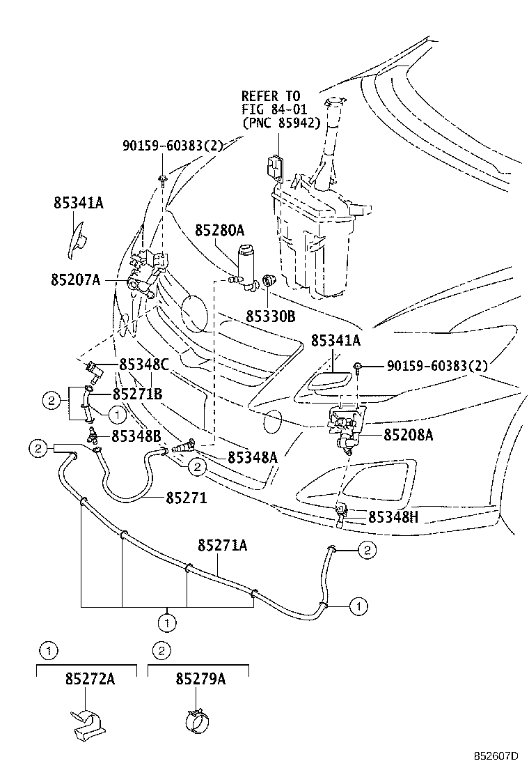 85044-12901 NOZZLE SUB-ASSY, TYPE1 H/LAMP WASHER, RH product image