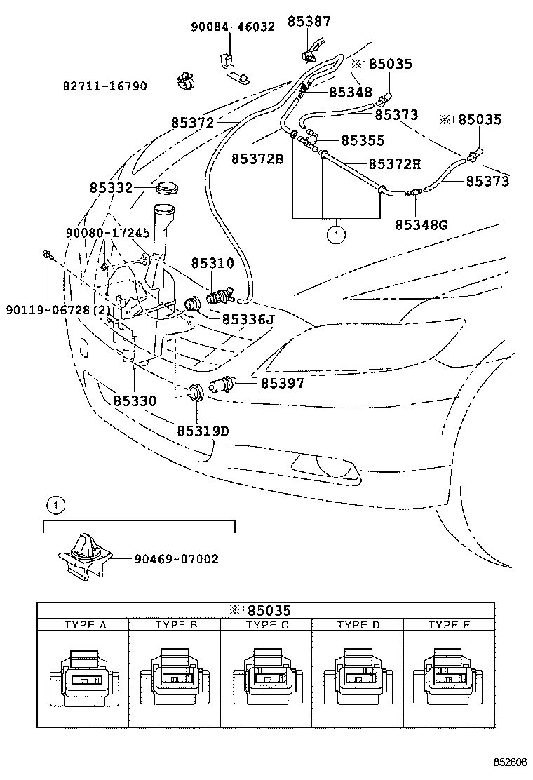85374-06131 HOSE, WINDSHIELD WASHER (FROM JOINT TO JOINT), NO.3 product image