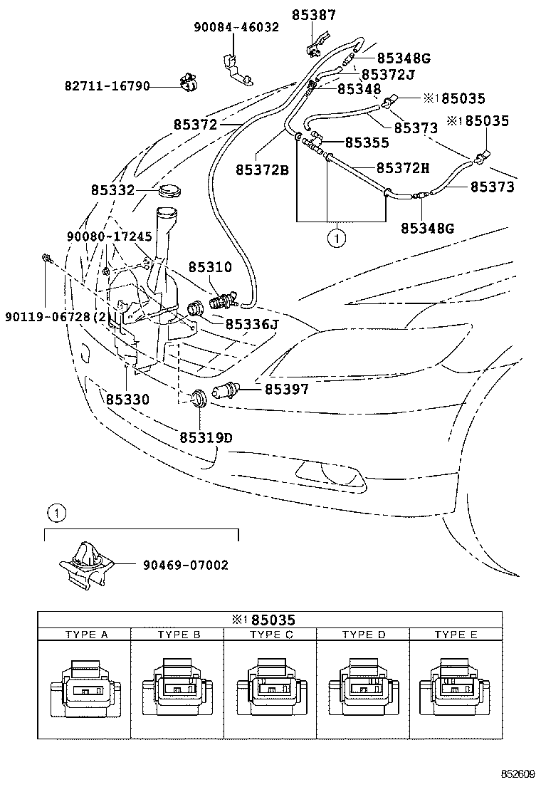 85374-06131 HOSE, WINDSHIELD WASHER (FROM JOINT TO JOINT), NO.3 product image