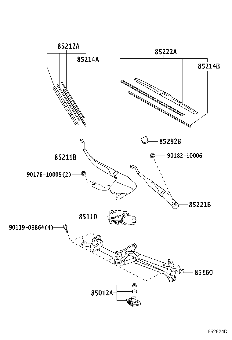 Toyota 85110-47220 MOTOR ASSY, WINDSHIELD WIPER