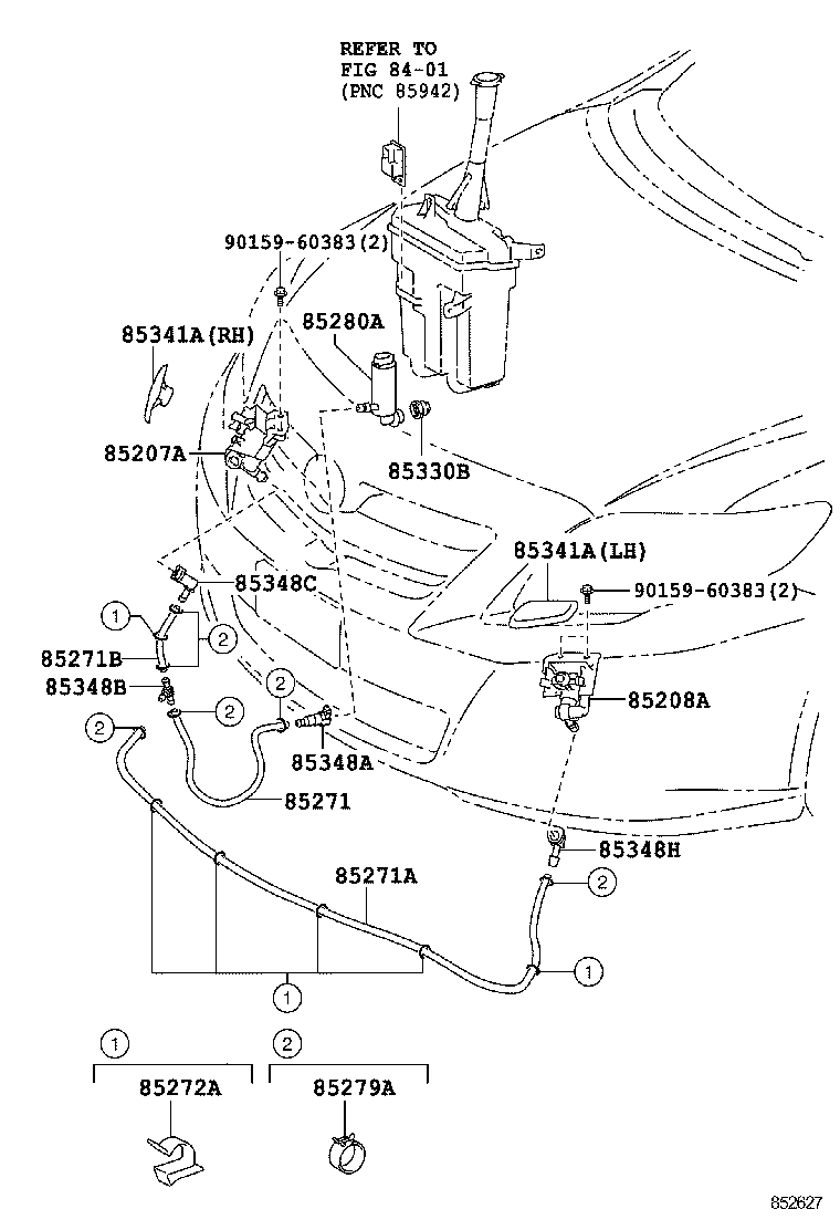 85207-02110 ACTUATOR SUB-ASSY, HEADLAMP WASHER, RH product image