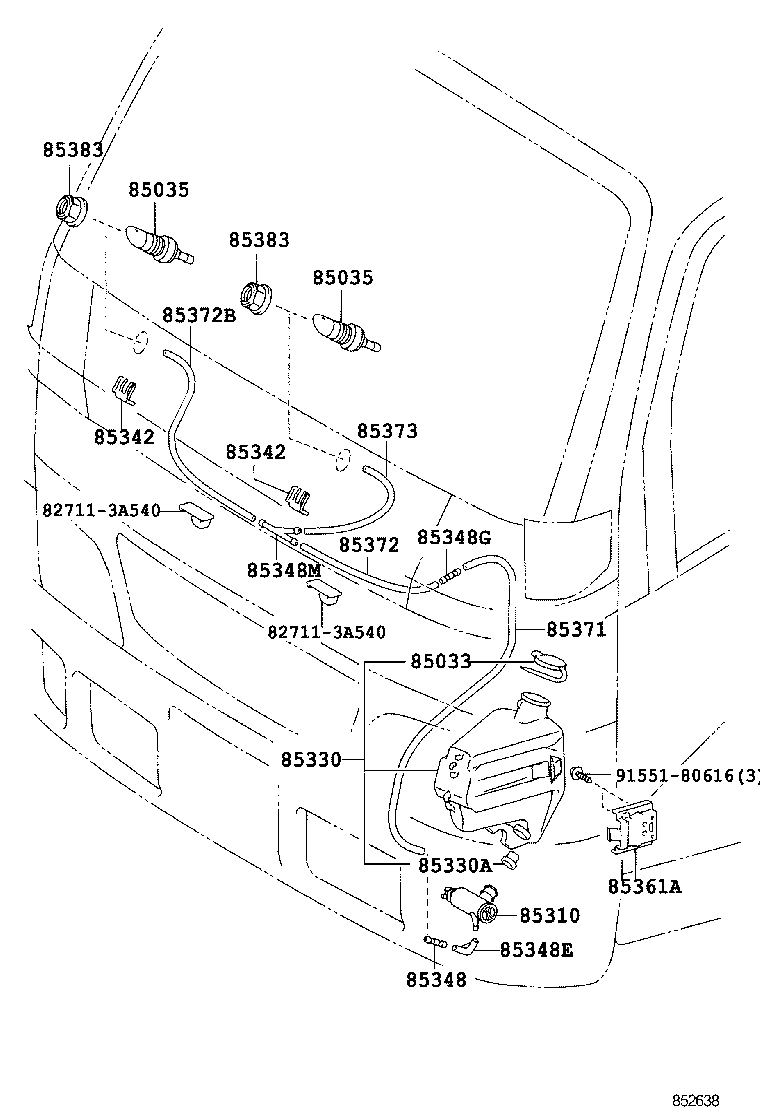 90099-59304 HOSE, WINDSHIELD WASHER (FROM JOINT TO NOZZLE) product image