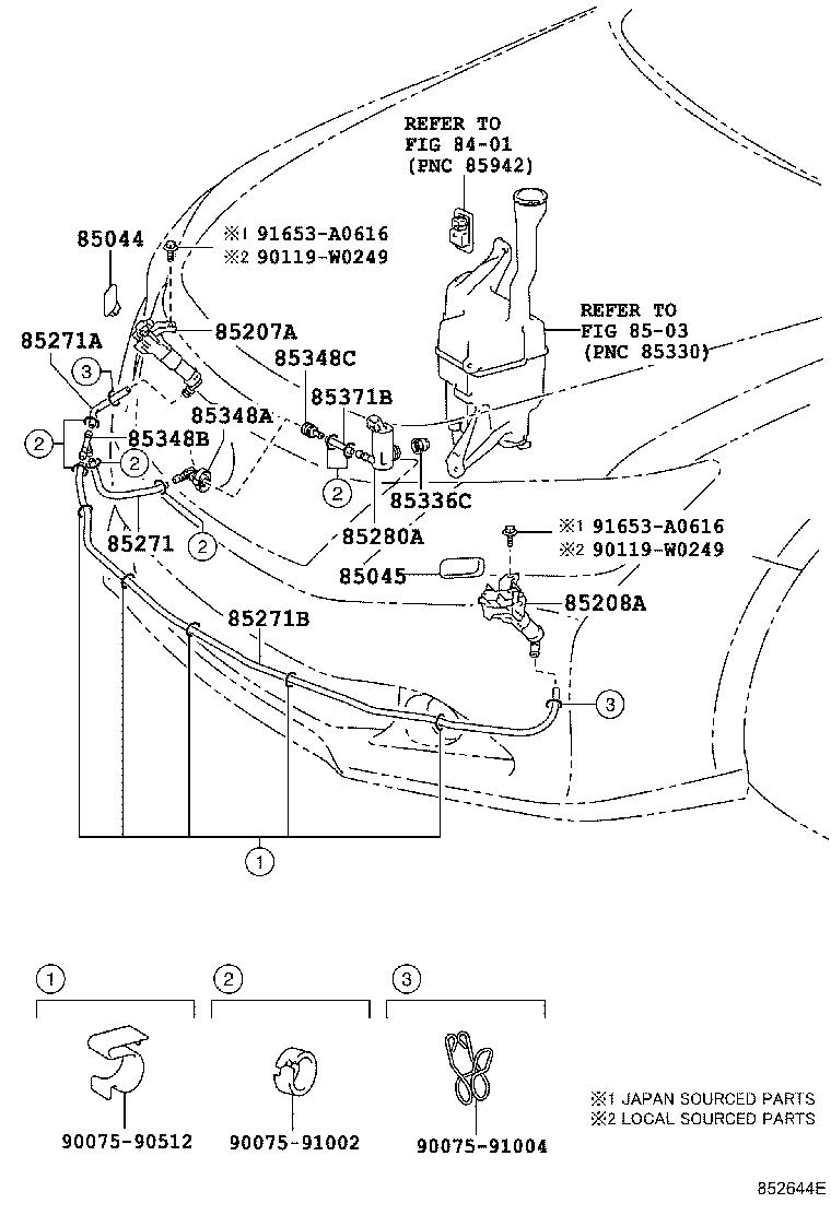 85384-33010 NOZZLE SUB-ASSY, TYPE1 H/LAMP WASHER, RH product image