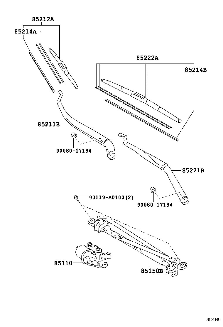 85211-06110 ARM, FRONT WIPER, RH product image