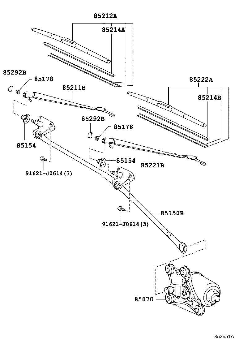 85211-37161 ARM, FRONT WIPER, RH product image