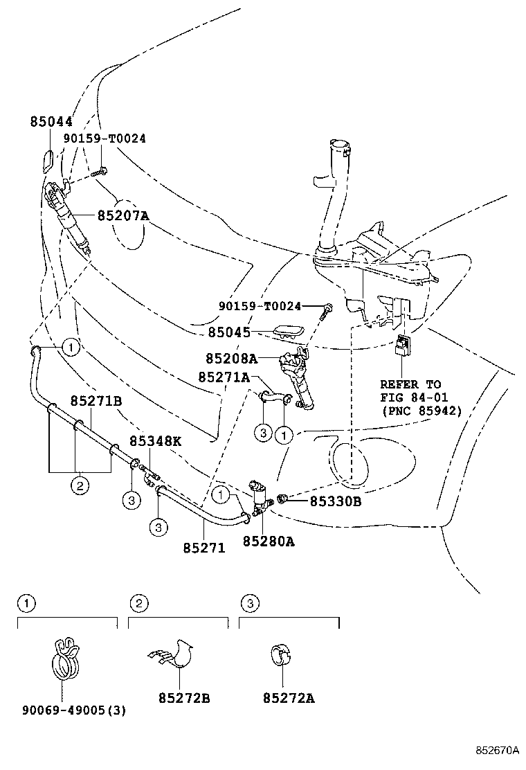 85046-71020 NOZZLE SUB-ASSY, TYPE1 H/LAMP WASHER, RH product image