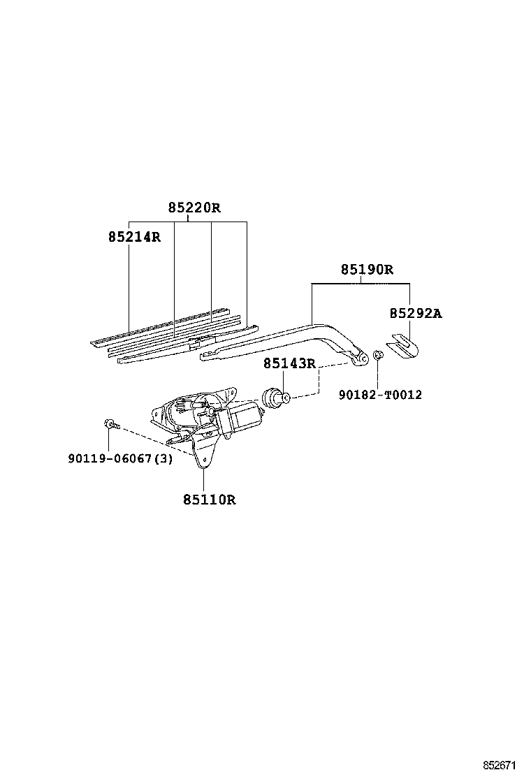 85130-0K110 MOTOR ASSY, REAR WIPER product image