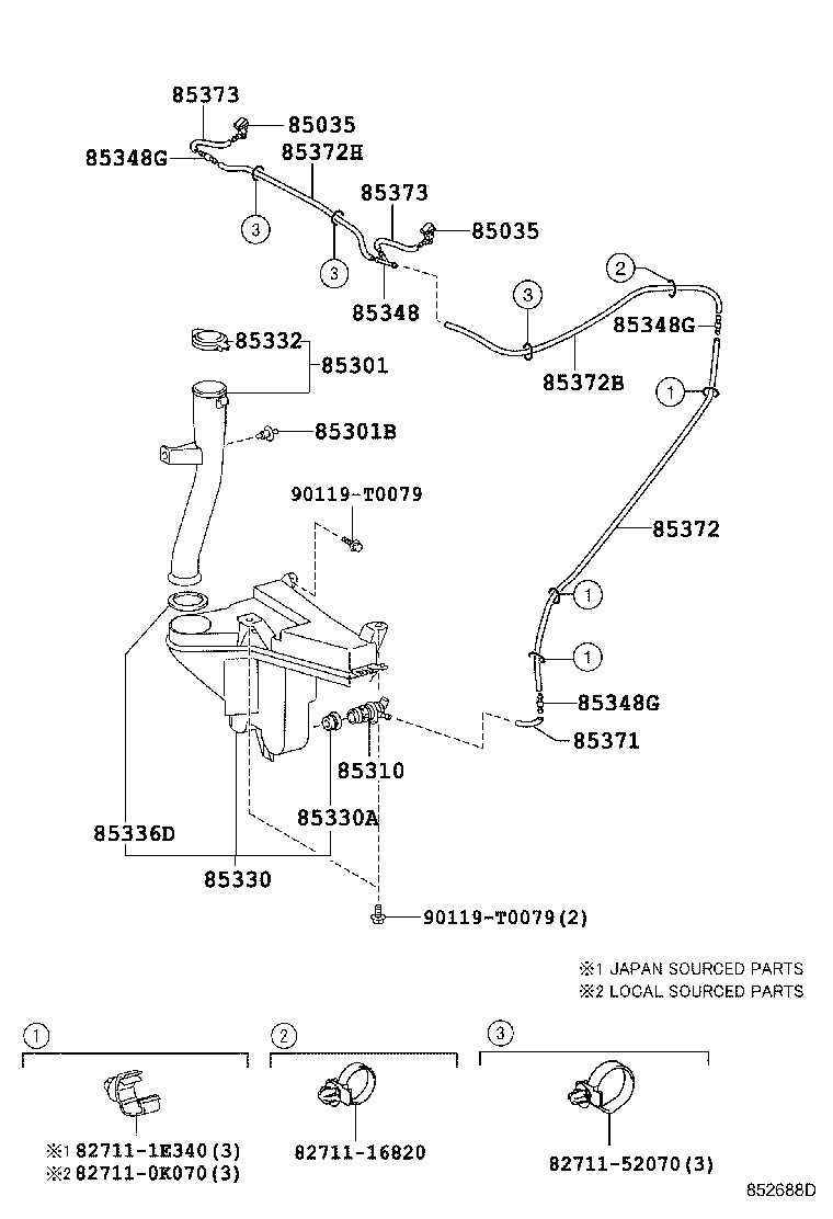 Toyota 85330-71010 MOTOR AND PUMP ASSY, WINDSHIELD WASHER