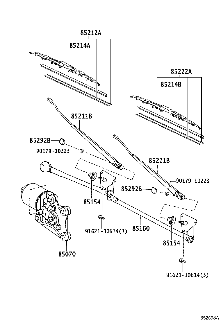85070-37391 MOTOR & BRACKET ASSY, FRONT WIPER product image