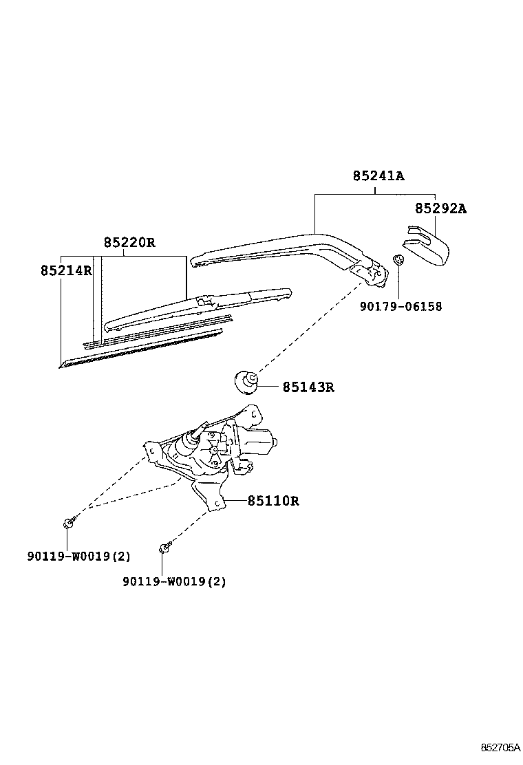 85130-0D080 MOTOR ASSY, REAR WIPER product image