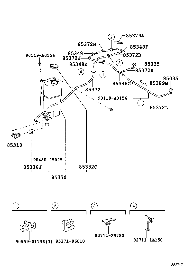 85381-04040 NOZZLE SUB-ASSY, WASHER product image