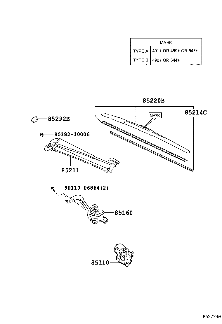 85211-52391 ARM, FRONT WIPER product image